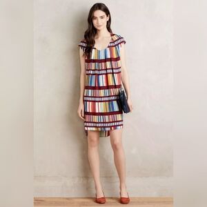 EUC Anthropologie Maeve Au Revoir Library Women Shift Dress Size 8
